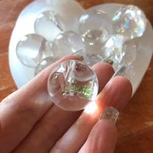 Mini Natural Quartz crystal ball with rainbows